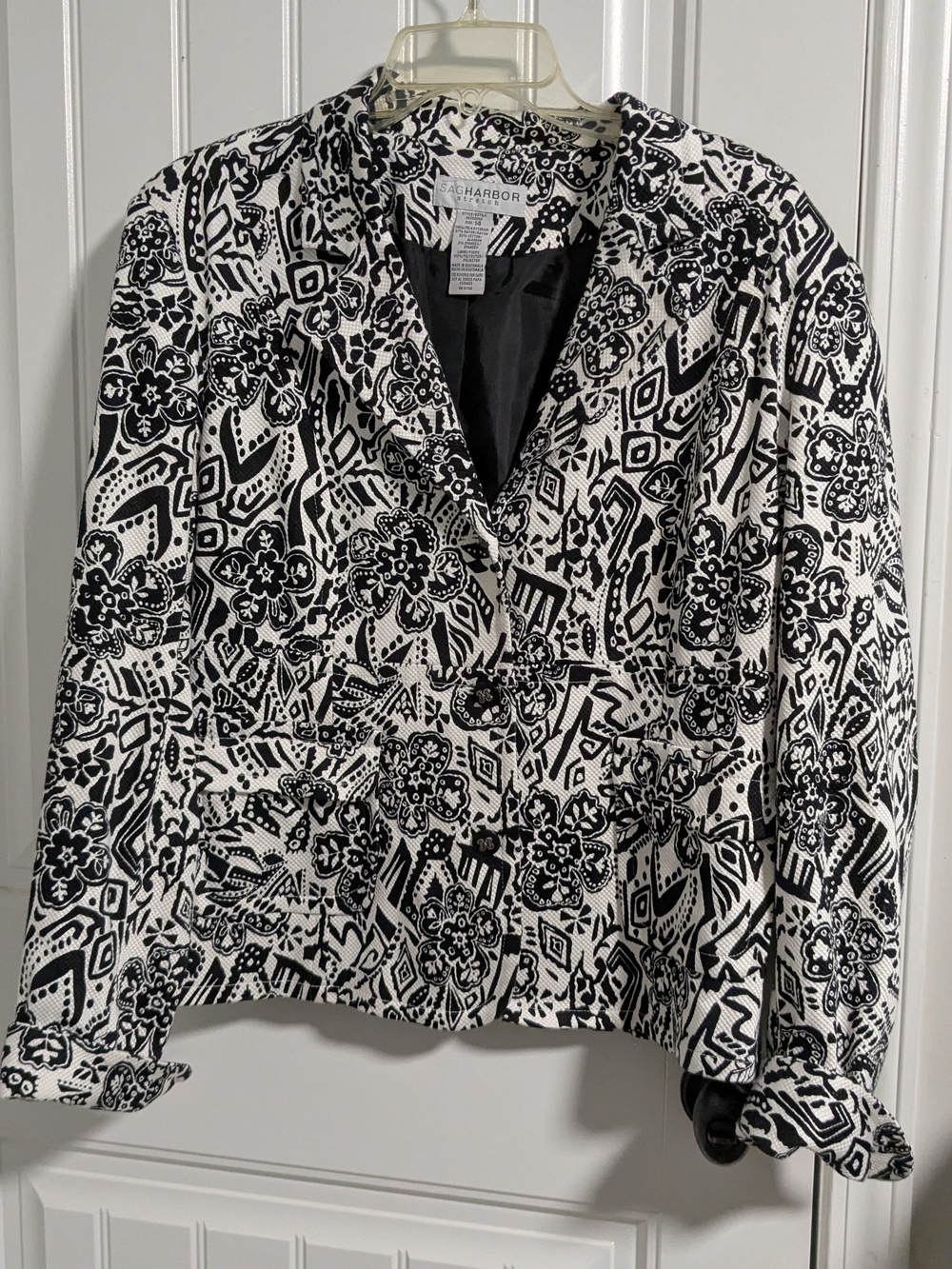 Black & White Printed Women's Blazer Jacket - Sag Harbor 14